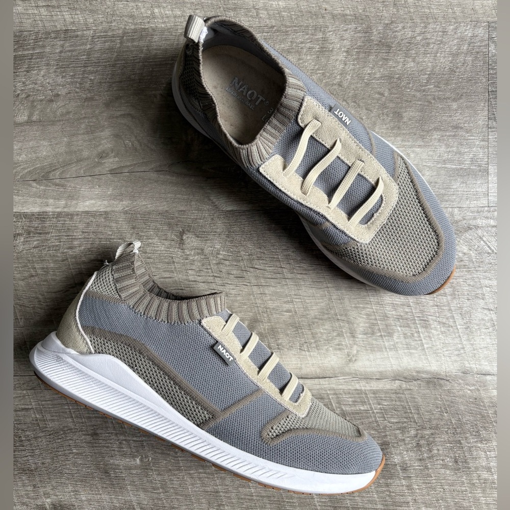 NAOT women's adonis sneaker in beige gray knit
